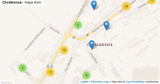 Mapa Chválkovice - Firmy v části obce.