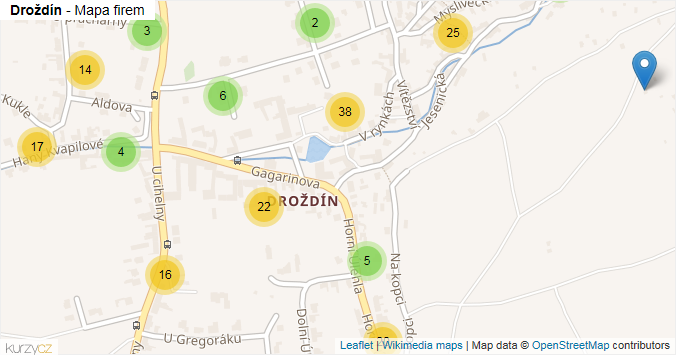 Mapa Droždín - Firmy v části obce.