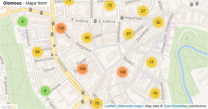 Mapa Olomouc - Firmy v části obce.