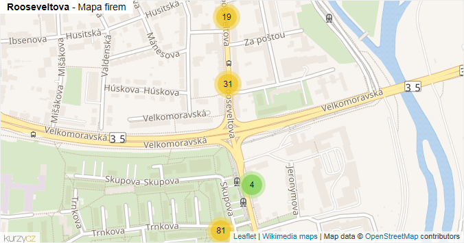 Mapa Rooseveltova - Firmy v ulici.
