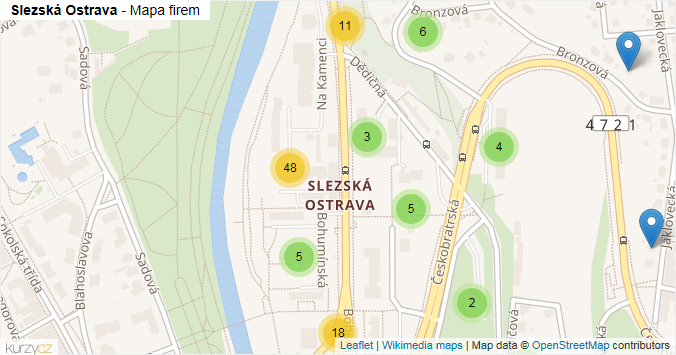 Mapa Slezská Ostrava - Firmy v části obce.