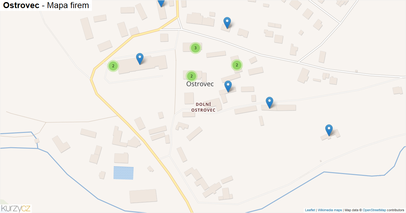 Ostrovec - mapa firem