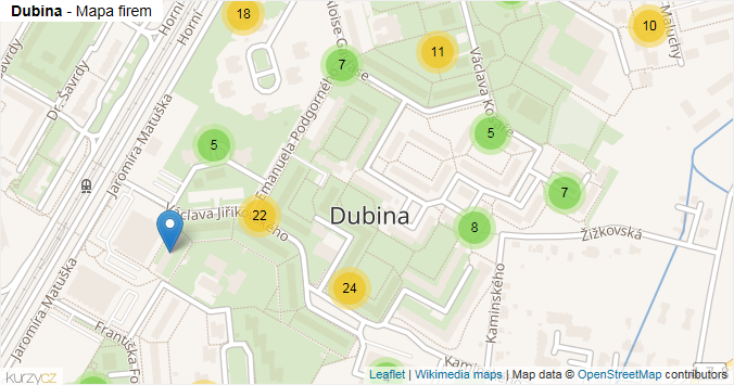 Mapa Dubina - Firmy v části obce.