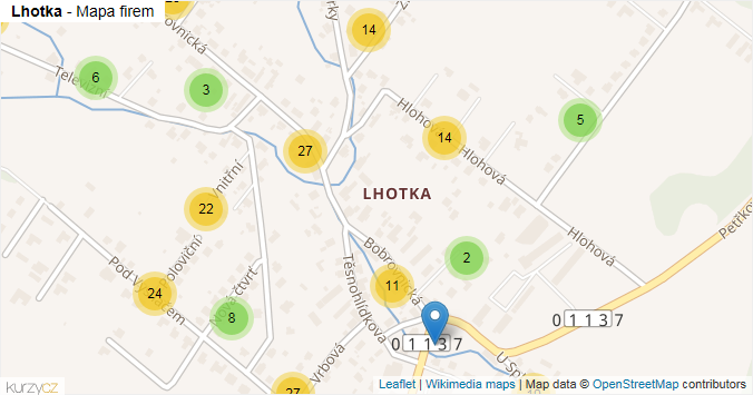 Mapa Lhotka - Firmy v městské části.