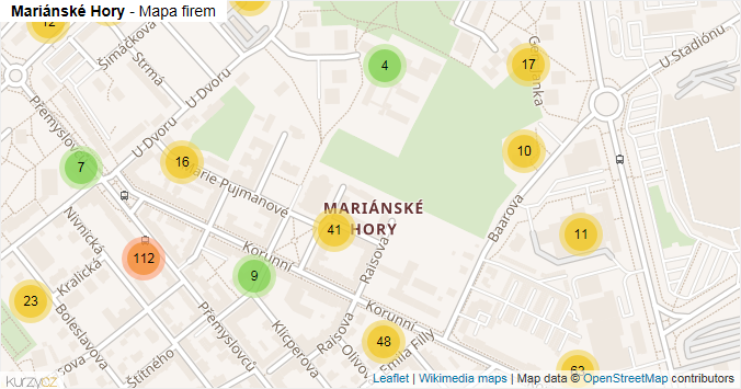 Mapa Mariánské Hory - Firmy v části obce.