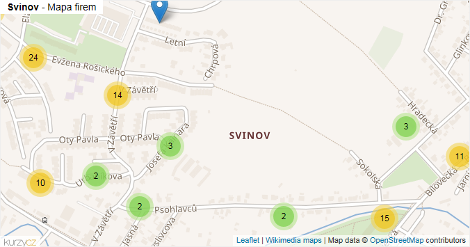 Mapa Svinov - Firmy v městské části.
