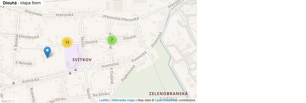 Mapa Dlouhá - Firmy v ulici.