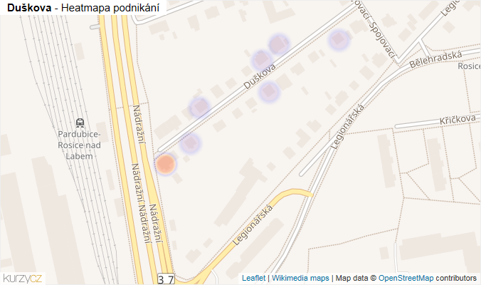 Mapa Duškova - Firmy v ulici.