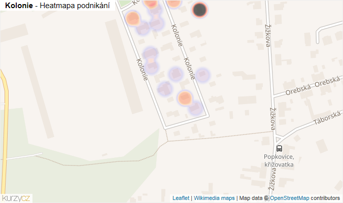 Mapa Kolonie - Firmy v ulici.