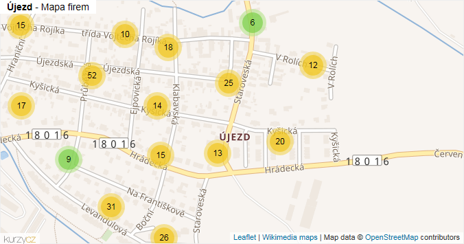 Mapa Újezd - Firmy v části obce.
