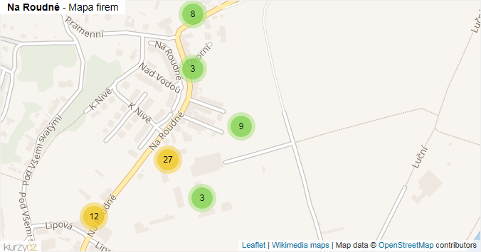 Mapa Na Roudné - Firmy v ulici.