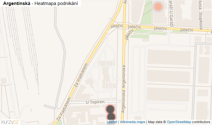 Mapa Argentinská - Firmy v ulici.