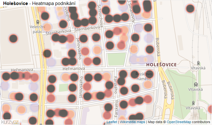 Mapa Holešovice - Firmy v části obce.
