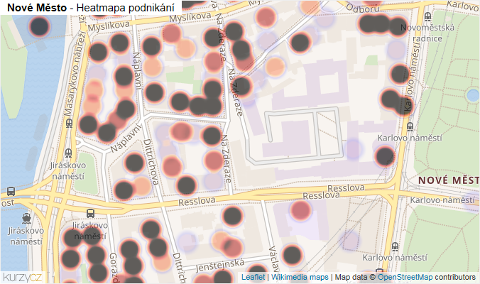 Mapa Nové Město - Firmy v části obce.