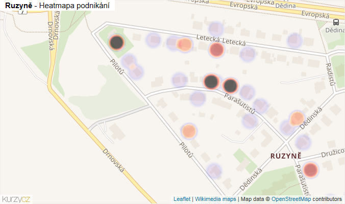 Mapa Ruzyně - Firmy v části obce.