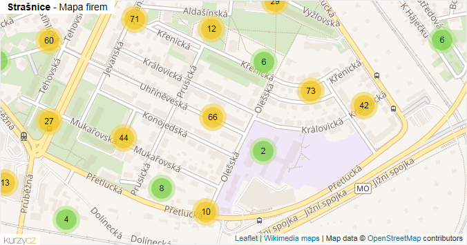 Mapa Strašnice - Firmy v části obce.