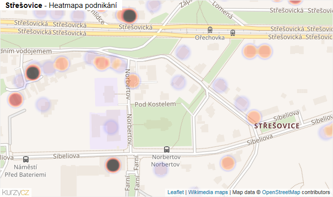 Mapa Střešovice - Firmy v části obce.