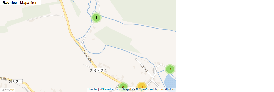 Mapa Radnice - Firmy v obci.