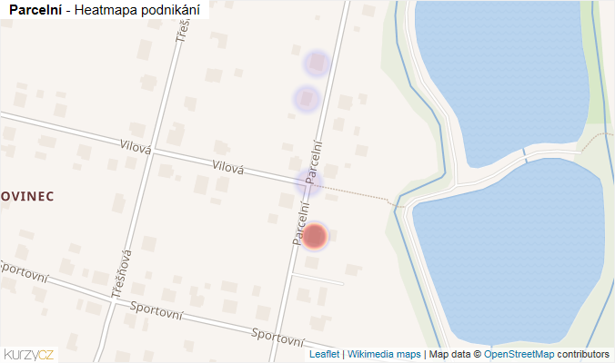 Mapa Parcelní - Firmy v ulici.