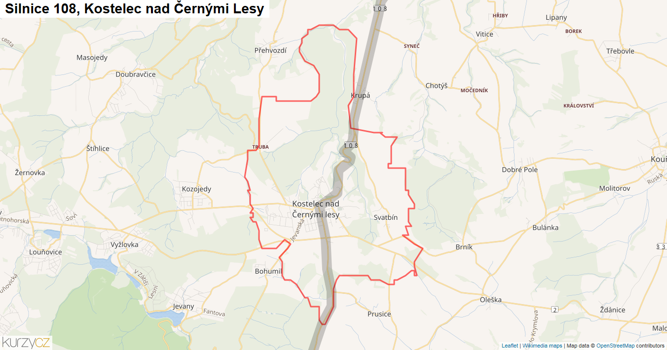 kostelec nad černými lesy mapa Kostelec nad Černými Lesy, Silnice 108   Mapa | Kurzy.cz | Kurzy.cz