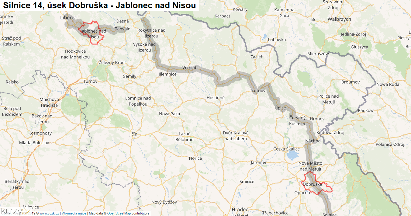 Usek Dobruska Jablonec Nad Nisou Silnice 14 Mapa Kurzy Cz Kurzy Cz