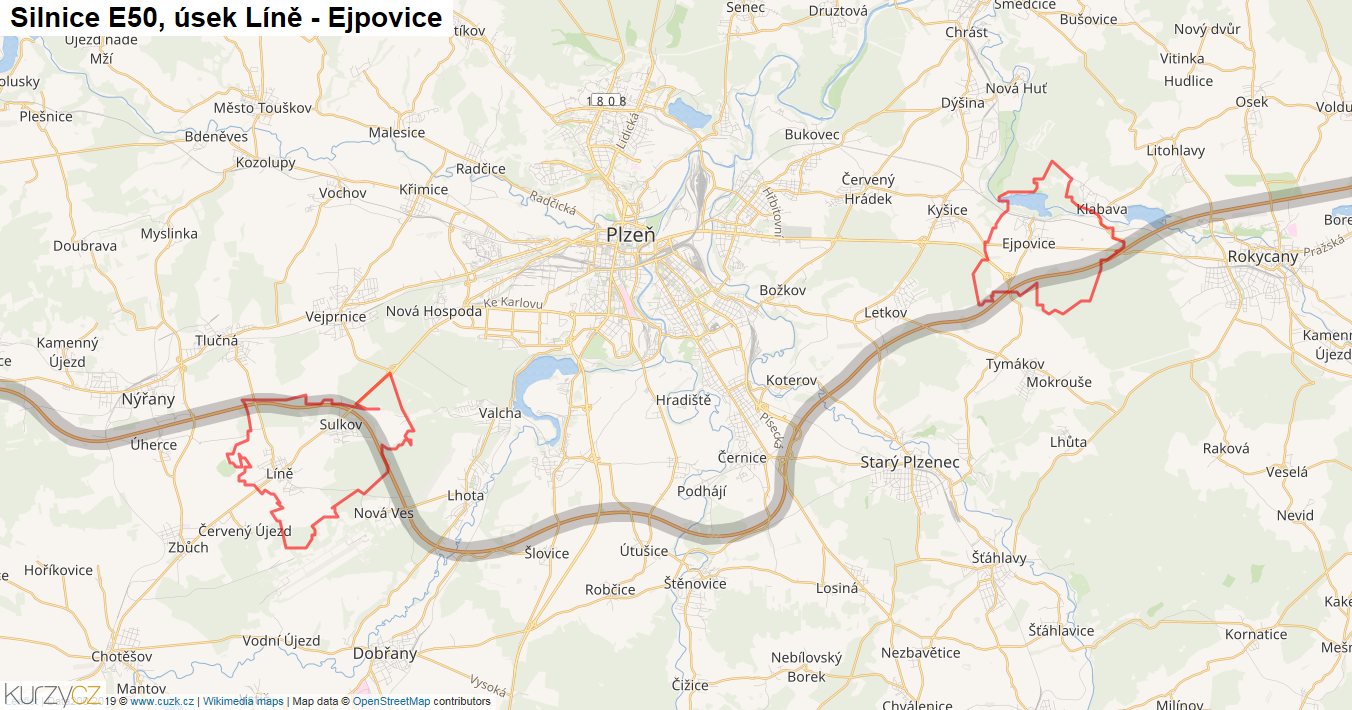 ejpovice mapa Úsek Líně Ejpovice, Silnice E50   Mapa | Kurzy.cz | Kurzy.cz