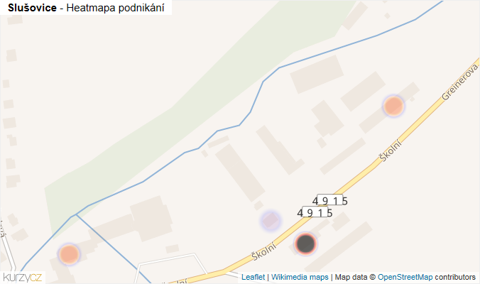 Mapa Slušovice - Firmy v obci.