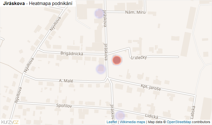 Mapa Jiráskova - Firmy v ulici.