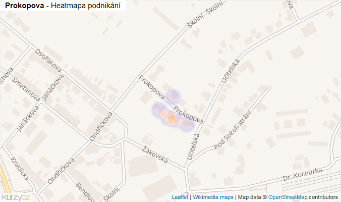 Mapa Prokopova - Firmy v ulici.