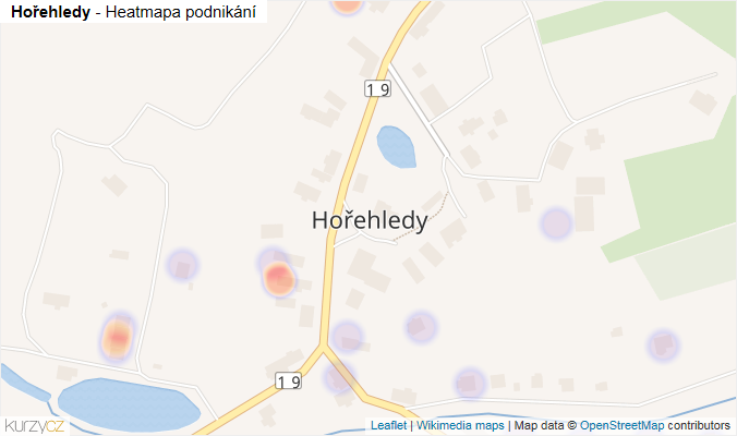 Mapa Hořehledy - Firmy v části obce.