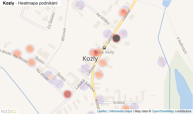 Mapa Kozly - Firmy v části obce.