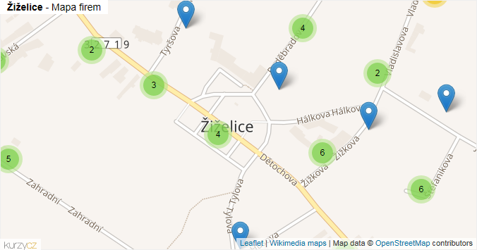 Mapa Žiželice - Firmy v obci.
