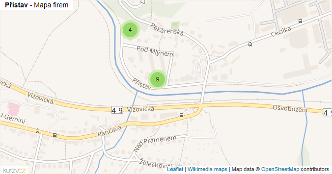Mapa Přístav - Firmy v ulici.
